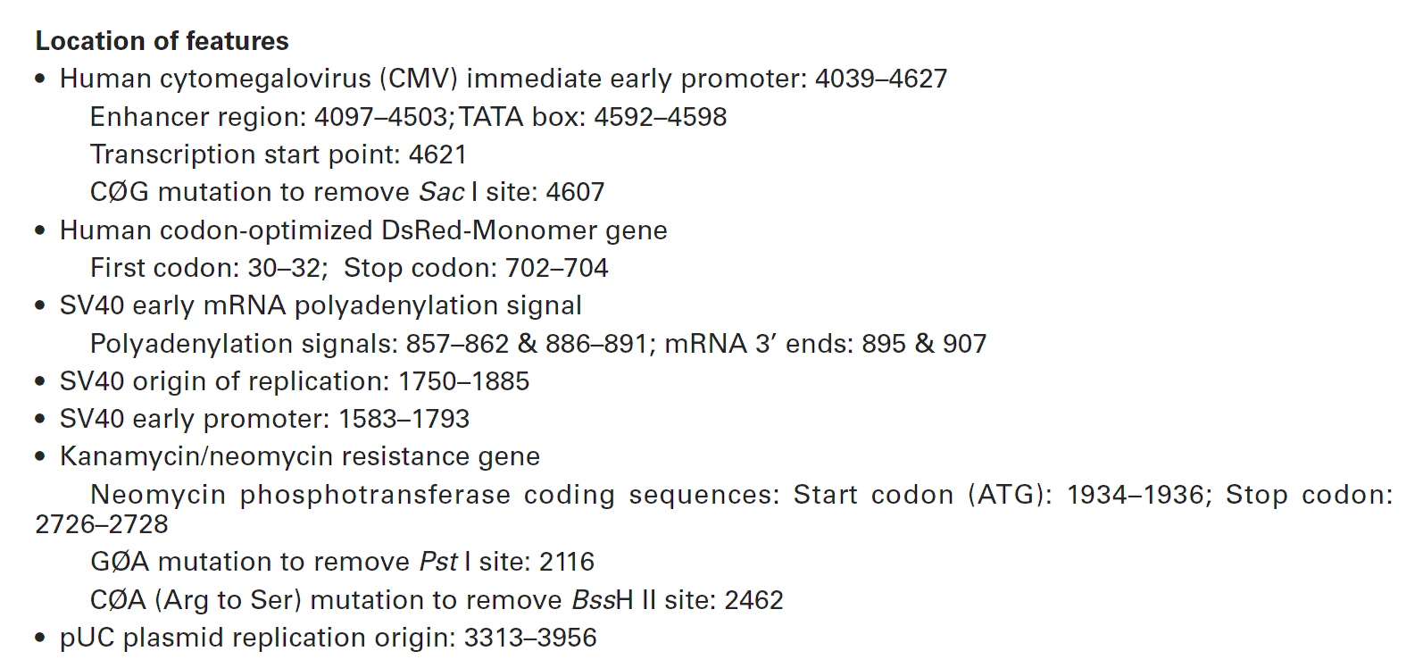 pDsRed-Monomer-N In-Fusion Ready 载体特征